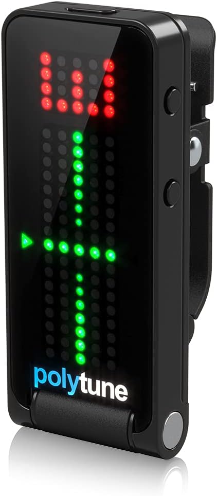 TC Electronic POLYTUNE CLIP Clip-On Tuner with Polyphonic, Strobe and Chromatic Modes and 108 LED Matrix Display for Ultimate Tuning Performance