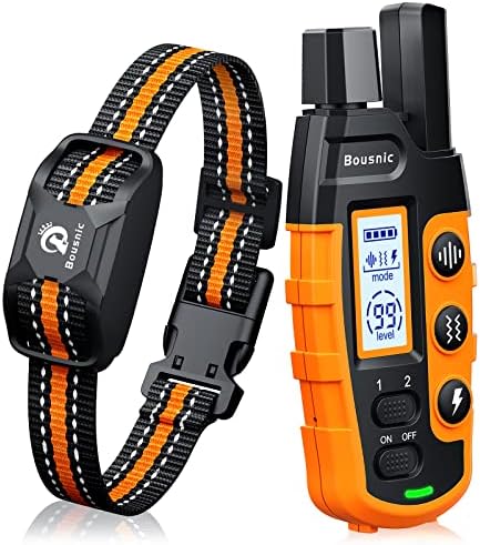 Bousnic Dog Shock Collar - 3300Ft Dog Training Collar with Remote for 5-120lbs Small Medium Large Dogs Rechargeable Waterproof e Collar with Beep (1-8), Vibration(1-16), Safe Shock(1-99) Modes (Blue)