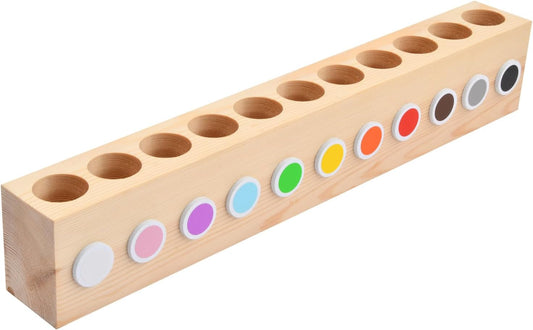 Wooden Pencil Holder Organizer with 11 Holes, Natural Wood Desk Storage for Pens, Brushes, Markers and Makeup Tools
