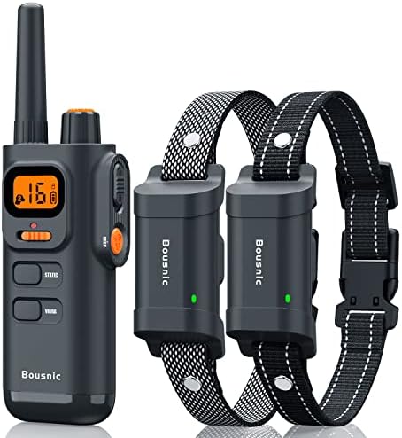Bousnic Dog Training Collar with Remote - 4000ft Waterproof Dog Shock Collars 2 Dogs for Large Medium Small Dogs Rechargeable E Collars for Dogs Training with Beep Vibration Humane Shock(1-16) Mode