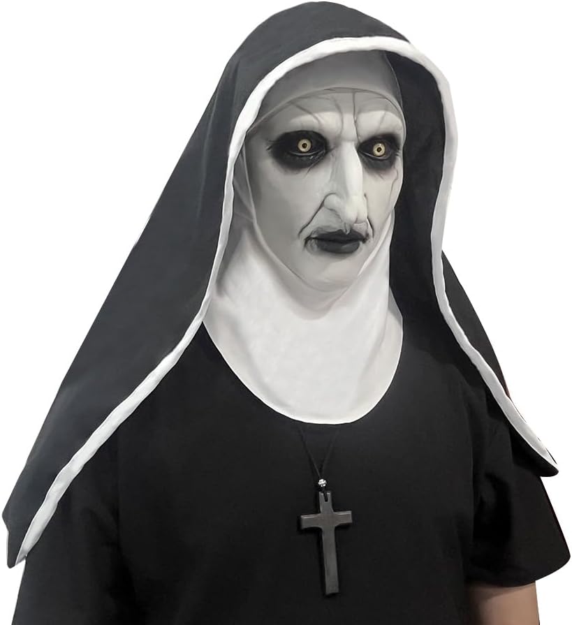 ACBAGI The Nun Mask Full Head Nun Scary Halloween Mask Costume Scary Nun Costume for Unisex Adults