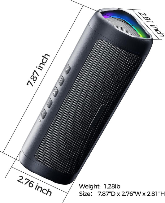 Bluetooth Speaker with HD Sound, Portable Wireless, IPX5 Waterproof, Up to 20H Playtime, TWS Pairing, BT5.3, for Home/Party/Outdoor/Beach, Electronic Gadgets, Birthday Gift (Black) - PuriLite