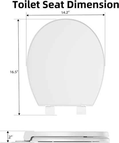 Homfan Elongated Soft-Close Toilet Seat with Built-in Toddler Potty Training Seat – Easy Installation, Durable & Quiet Close, Fits Adult & Child, Includes Quick-Detach Hinges