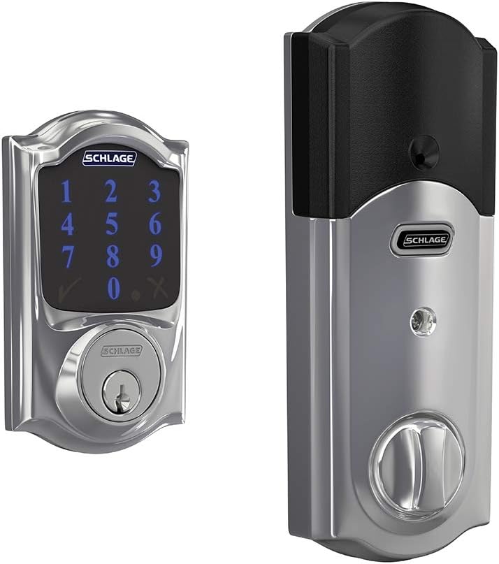 Schlage BE469ZP CAM 622 Connect Smart Deadbolt with Alarm with Camelot Trim in Matte Black, Z-Wave Plus Enabled