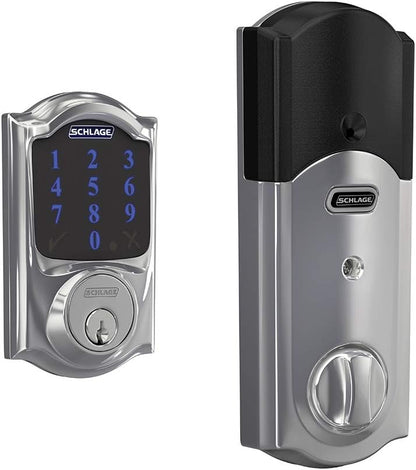 Schlage BE469ZP CAM 622 Connect Smart Deadbolt with Alarm with Camelot Trim in Matte Black, Z-Wave Plus Enabled