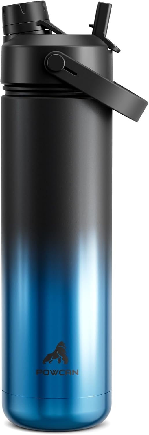 POWCAN 26 oz Insulated Water Bottle with 2-in-1 Straw and Spout Lid, Keep Cold 24H, Leak-Proof, Fits in Car Cup Holder, Stainless Steel Water Bottle for Sports, Travel, and School (Cotton Candy)