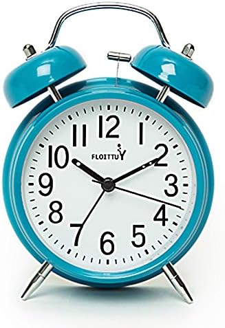 FLOITTUY (Loud Alarm for Deep Sleepers) 4'' Twin Bell Alarm Clock with Backlight for Bedroom and Home Decoration(Black)