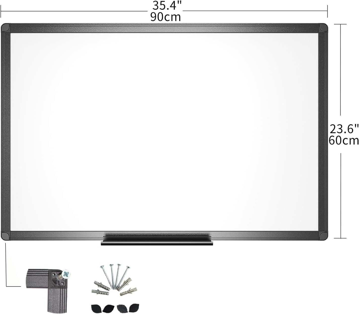 VIZ-PRO Tableau blanc magnétique effaçable à sec, 91,4 x 61 cm, cadre en aluminium noir