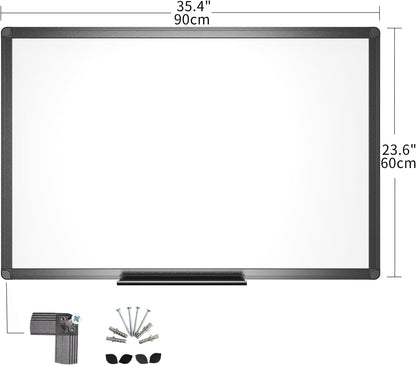 VIZ-PRO Tableau blanc magnétique effaçable à sec, 91,4 x 61 cm, cadre en aluminium noir