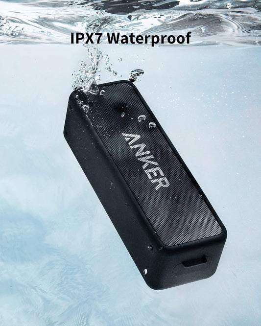 Anker Soundcore 2 Portable Bluetooth Speaker with Stereo Sound, Bluetooth 5, Bassup, IPX7 Waterproof, 24-Hour Playtime, Wireless Stereo Pairing, Speaker for Home, Outdoors, Travel - PuriLite