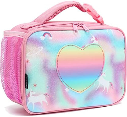 FlowFly Kids Lunch Box Insulated Soft Bag Mini Cooler Back to School Thermal Meal Tote Kit for Girls, Boys, Black