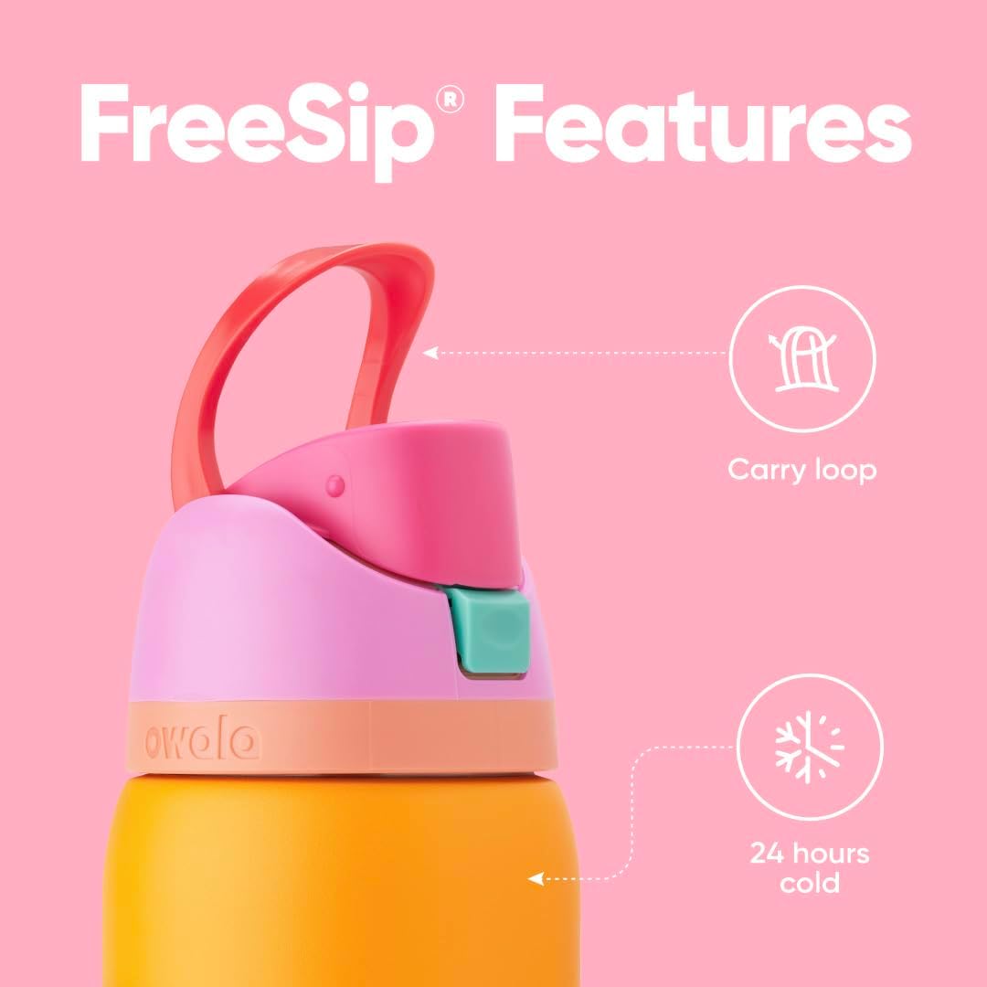 Owala Kids FreeSip Insulated Stainless Steel Water Bottle with Straw, BPA-Free Sports Water Bottle, Great for Travel, 16 oz, Celestial Sphere