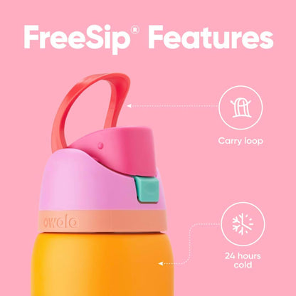 Owala Kids FreeSip Insulated Stainless Steel Water Bottle with Straw, BPA-Free Sports Water Bottle, Great for Travel, 16 oz, Celestial Sphere