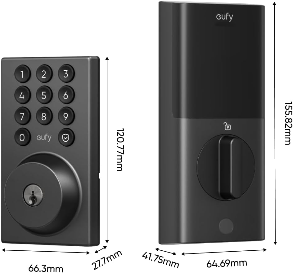 eufy Smart Lock C30, Keyless Entry Door Lock, Built-in WiFi Deadbolt, Smart Lock for Front Door, No Bridge Required, Easy Installation, App Remote Control, Auto Lock, Black