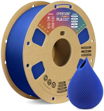 OVERTURE PLA Filament 1.75mm PLA 3D Printer Filament, 1kg Cardboard Spool (2.2lbs), Dimensional Accuracy +/- 0.02mm, Fit Most FDM Printer (Black 1-Pack)
