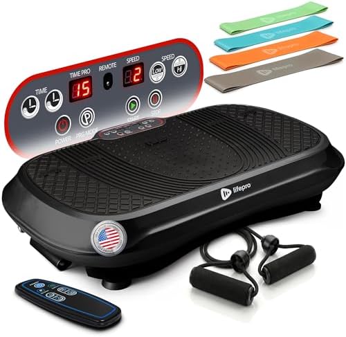 Lifepro Waver Vibration Plate Exercise Machine – Whole Body Oscillation Platform w/ 99 Speed Levels & 9 Programs – Remote Control, Loop & Resistance Bands for Full Body Home Gym Workout