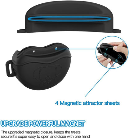 TUCANA Silicone Dog Treat Pouch for Pet Training – Upgraded 4 Strong Magnets Enhanced Magnetic Closure, Ease of Cleaning, Come with Adjustable Wasit Belt and Effective Dog Clicker