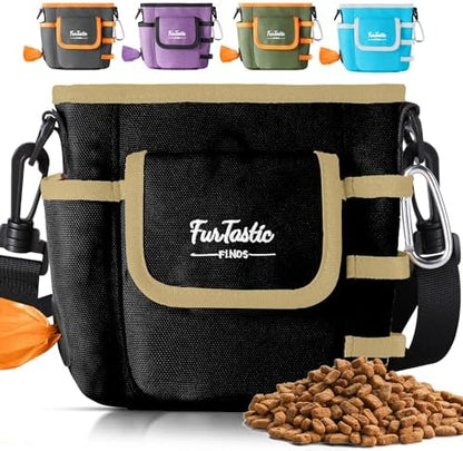 FurtasticFinds Dog Treat Pouch with Quick-Release Magnetic Closure, 3-Way Wear Treat Bags, 900D Waterproof Fabric, 4 Storage Spaces, Treat Pouch for Pet Training Walking (Green)
