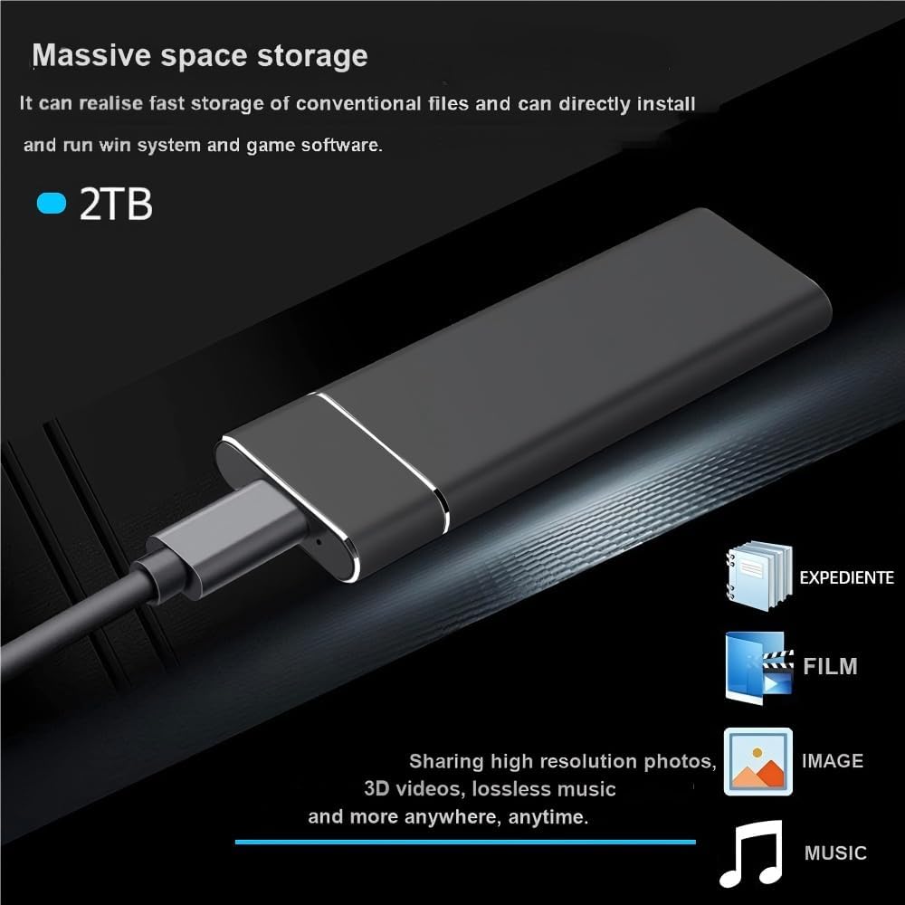 External Hard Drive 2TB USB 3.0,Portable HDD Ultra Slim Storage Type C Compatible with PC/Laptop/Mac os