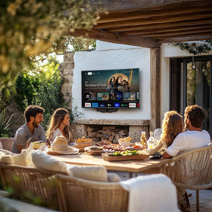 SYLVOX 50 Inch Outdoor Smart Television Weatherproof Google TV, 4K 700NIT High Brightness Temperature Resistant IP55 Waterproof TVs, Anti-Scratch, Suitable for Partial Sun (Patio Series)