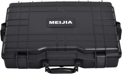 MEIJIA Portable Waterproof Protective Hard Case,Camera Case with Customizable Fit Foam Inserted, Elegant Black (9.17"x 7.56"x4.33")