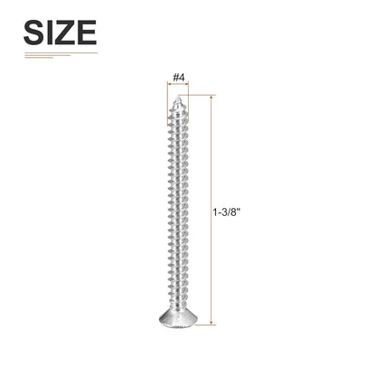 DTGN 100Pcs #6x1/2 Flat Head Wood Screws, 304 Stainless Steel Phillips Self Tapping Screws - Good for Woodworking, Furniture - Silver