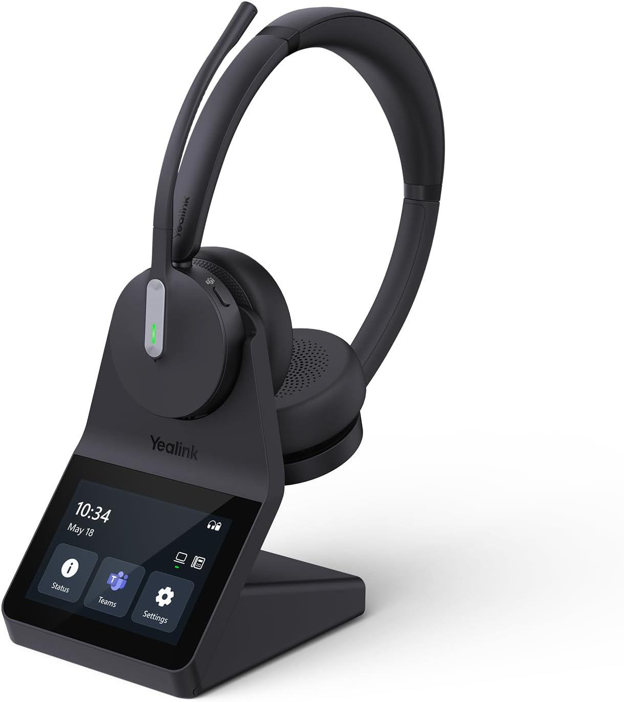 Yealink WH64 Pro DECT& Bluetooth Wireless Headset, 3.5" Touchscreen Teams, Mono Headphones, 606 ft Range,3X Noise Cancelling Mic, 26H Calls Office Work Single Ear Headsets for DeskPhone,Laptop,Mobile