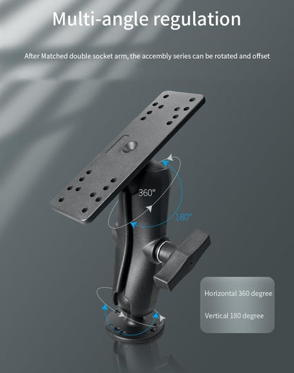 Strg Kayak Fish Finder Mount with 1.5" C Size Ball Rectangular Plate and Round Base, 3.75" Medium Arm Fish Finder Mount Boat Marine Electronic Mounts for Garmin, Lowrance and More Fish Finders
