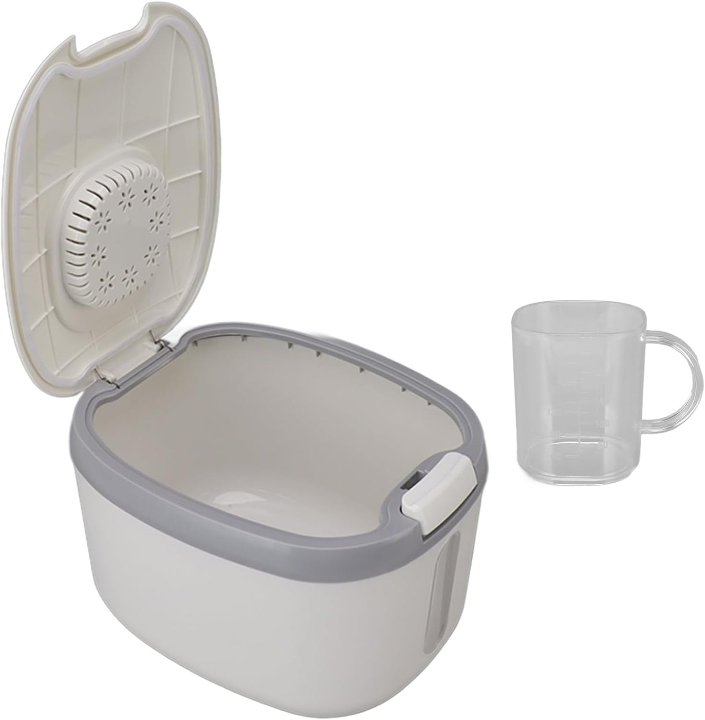 Rice Container, Bug Proof Rice Storage Bin, Odorless Airtight Rice Box with Clear Window for Grains Sugar Flour (S Gray (5kg/11.0lb))