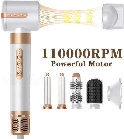 Heeucnon 7 in 1 Multifunctional Styler Curler Automatic Curling Hair Dryer 1400W Powerful Hair Straightener Set US Plug