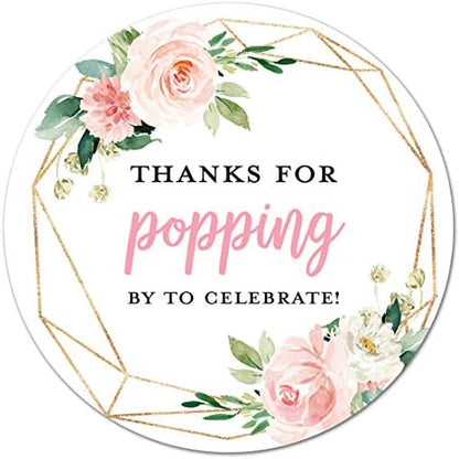 40 Thanks for Popping by! Popcorn Favor Stickers (Gold on White)