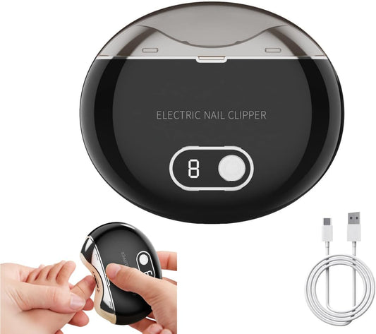 Electric Nail Clipper, 3 Speeds-USB Rechargeable Automatic Nail Clipper with LCD Digital Display, Safety Fingernail Clippers, Gift for Kids-Seniors and Adult