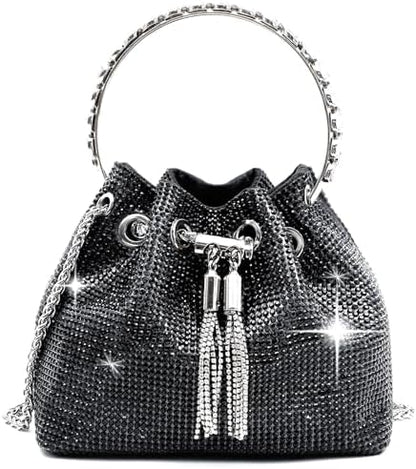 Rhinestone Purse for Women Sparkly Rhinestone Bag Evening Bag Silver Clutch Purses Bling Crossbody Bags for Women