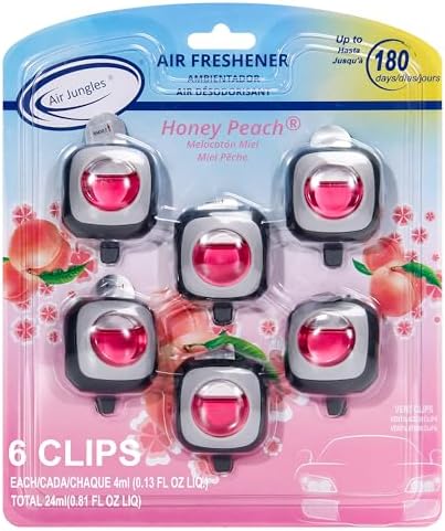Air Jungles New Car Scent Car Air Freshener Clip, 6 Car Freshener Vent Clips, 4ml Each, Long Lasting Air Freshener for Car, Up to 180 Days Car Refresher Odor Eliminator
