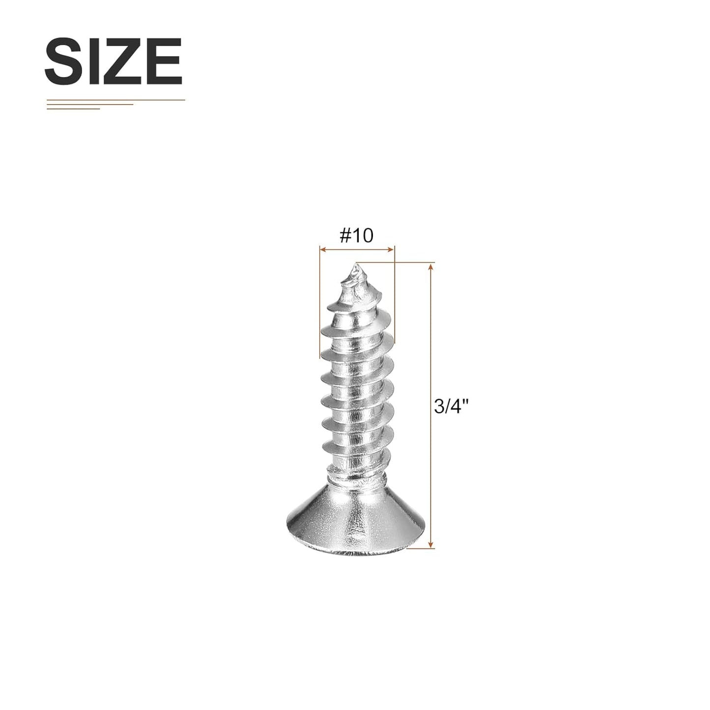 DTGN 100Pcs #8x1 Flat Head Wood Screws, 304 Stainless Steel Phillips Self Tapping Screws - Good for Woodworking, Furniture - Silver
