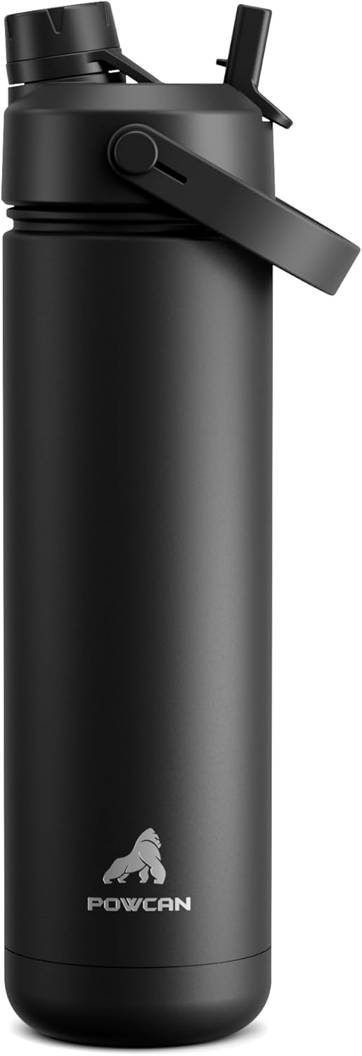 POWCAN 26 oz Insulated Water Bottle with 2-in-1 Straw and Spout Lid, Keep Cold 24H, Leak-Proof, Fits in Car Cup Holder, Stainless Steel Water Bottle for Sports, Travel, and School (Cotton Candy)