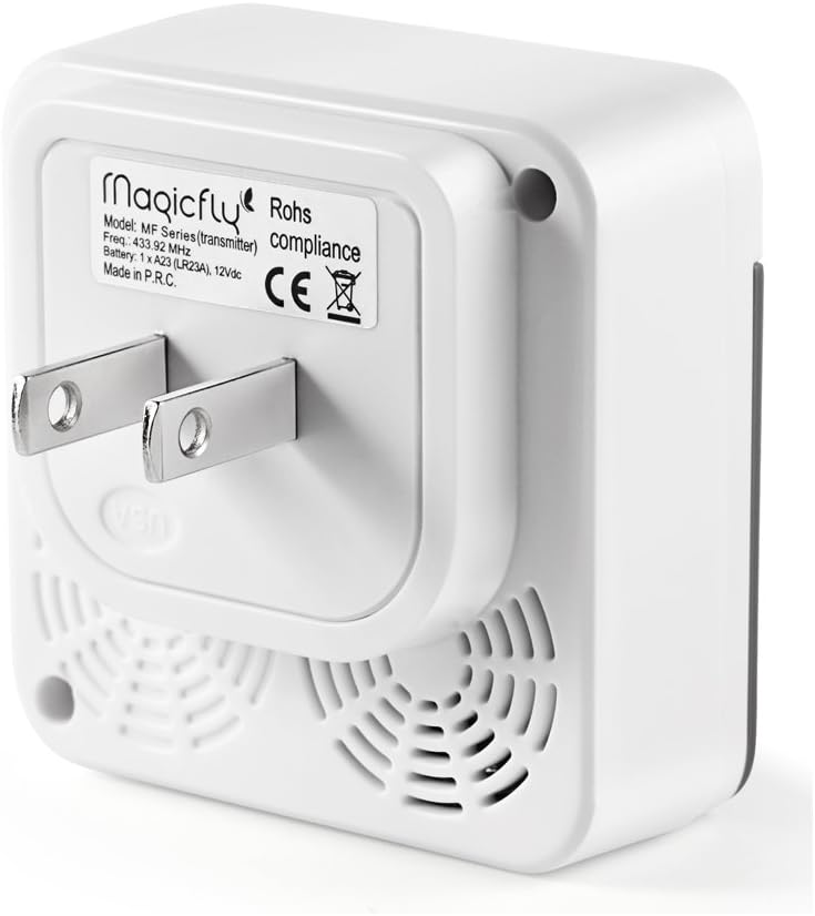 Wireless Doorbell with 2 Push Button Waterproof Transmitter and 1 Plugin Receivers Operating at over 1000-feet Range with Over 50 Chimes, No Batteries Required for Receivers