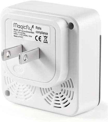 Wireless Doorbell with 2 Push Button Waterproof Transmitter and 1 Plugin Receivers Operating at over 1000-feet Range with Over 50 Chimes, No Batteries Required for Receivers