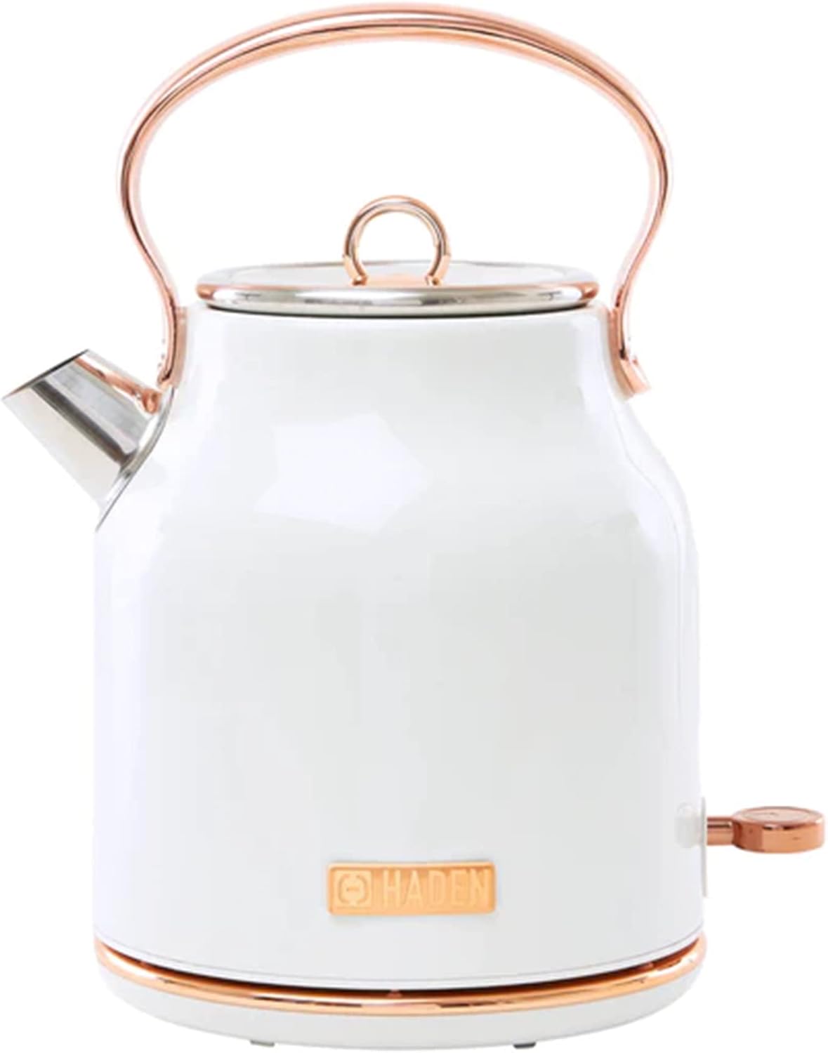 Haden 75041 Heritage 1.7 Liter (7 Cup) Stainless Steel Electric Kettle with Auto Shut-Off and Boil Dry Protection, Black/Copper