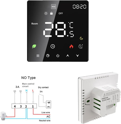 Smart Thermostat, Smart Thermostats for Home, ProgrammableThermostat for House with Touchscreen for Wall Mounting (Voice Control Water Heating)(3A Without Wire, 16A with Wire)