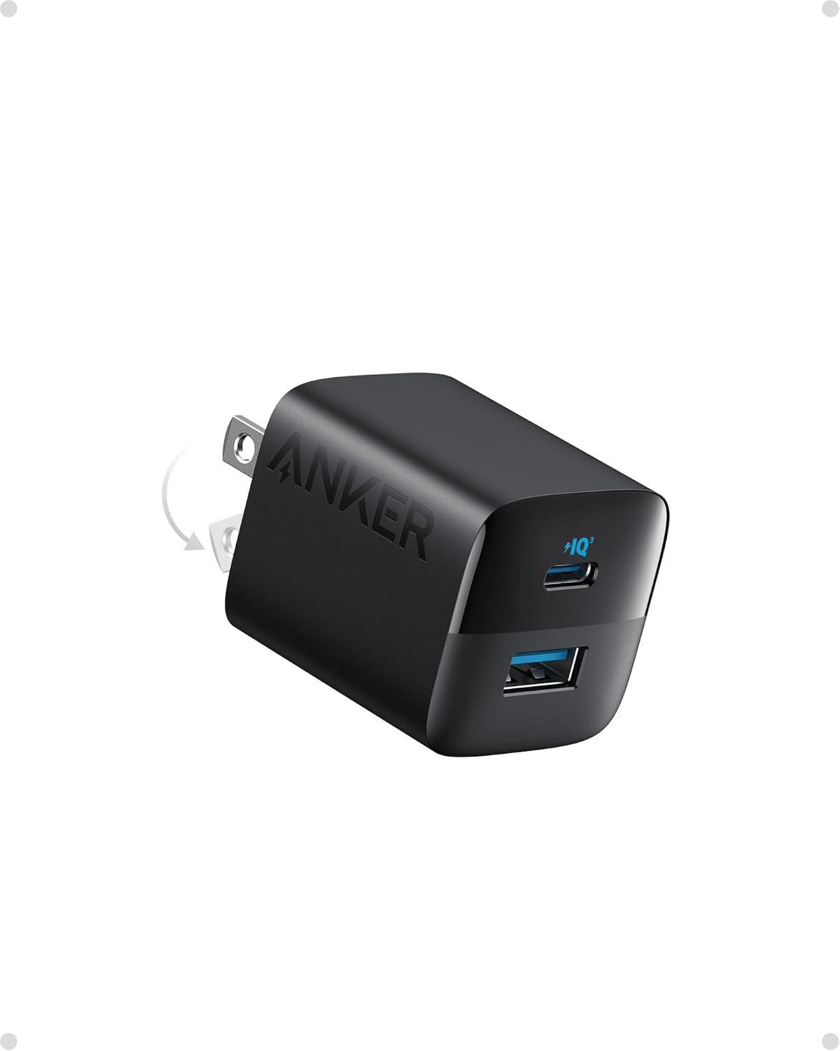 Anker USB C Charger, 323 Charger (33W), 2 Port Compact Charger with Foldable Plug for iPhone 14/14 Plus/14 Pro/14 Pro Max/13/12, Pixel, Galaxy, iPad/iPad Mini and More (Cable Not Included) - White