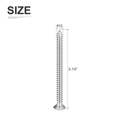 DTGN 100Pcs #8x1 Flat Head Wood Screws, 304 Stainless Steel Phillips Self Tapping Screws - Good for Woodworking, Furniture - Silver
