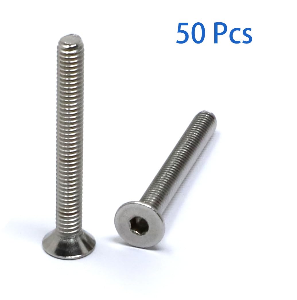 iexcell 5 Pcs M8 x 80mm Thread Pitch 1.25 mm Stainless Steel 304 Hex Socket Flat Head Cap Screws Bolts Kit