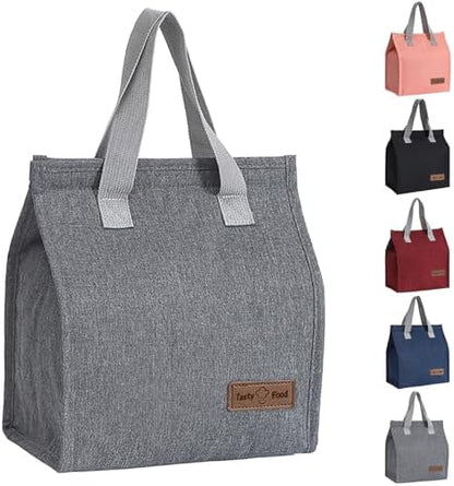 Lunch Bags for Women Men, Reusable Insulated Leakproof Lunch Box Bag for Adult Kids, Small Cooler Bag for Work School Picnic Travel (Black)
