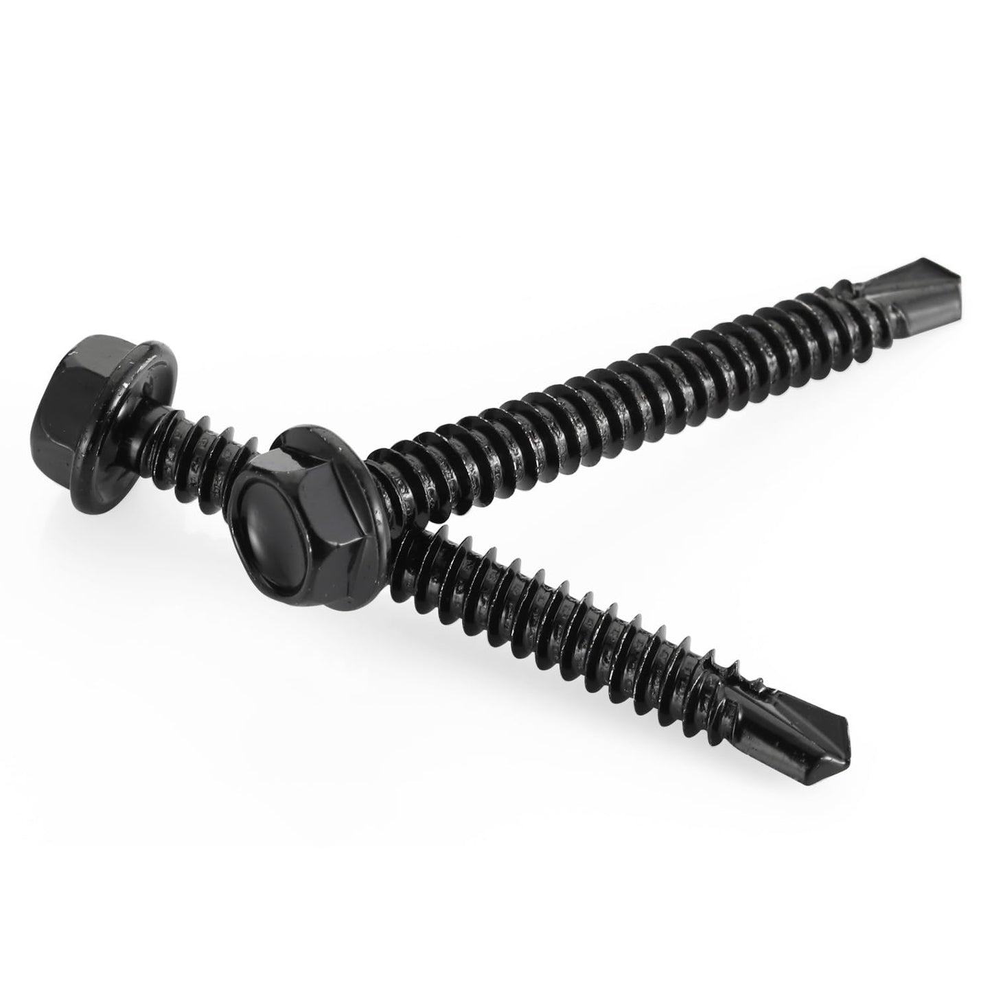 #10 x 1 Hex Washer Head Self Tapping Drilling Screws Black Oxidized, 410 Stainless Steel, 100 PCS