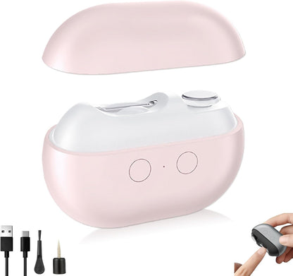 Vueeze EasyClip Smart Nail Clipper, 2 in 1 Portable Electric Nail Clippers with LED Light, Electric Nail Trimmer, Replaceable Grinding Head, for Grinding Large Areas and Crevices (Gray)