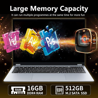 15.6 Inch 2 in 1 Gaming Laptop, Touchscreen Laptop Computer with AMD R3-3200U CPU (up to 3.5GHz) 16GB RAM 512GB SSD Laptops RJ45 WIFI5 BT5.1 HDMI Backlit Keyboard AMD Radeon Vega 3 Win 11 Pro