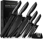Home Hero Ultra-Sharp Stainless Steel Kitchen Knife Set - Chef Knife with Knife Sharpener - Steak Knives - Couteau Cuisine (11 pcs Set - Black with Sheath)