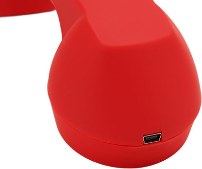 Qiilu Retro Telephone Handset for Mobile Phones - Rechargeable Radiation Proof Handset Receiver with USB Charging (Red)