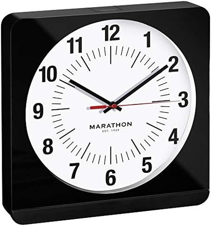 Marathon Studio Edition Jumbo 12 Inch Analog Wall Clock with Auto Back Light. Easy to Read Classic Dial with 12 and 24-Hour Scale - Batteries Included - CL030057-WH-WS-NA (White Case/White Dial)